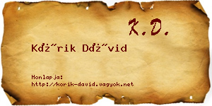 Kórik Dávid névjegykártya