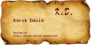 Kórik Dávid névjegykártya